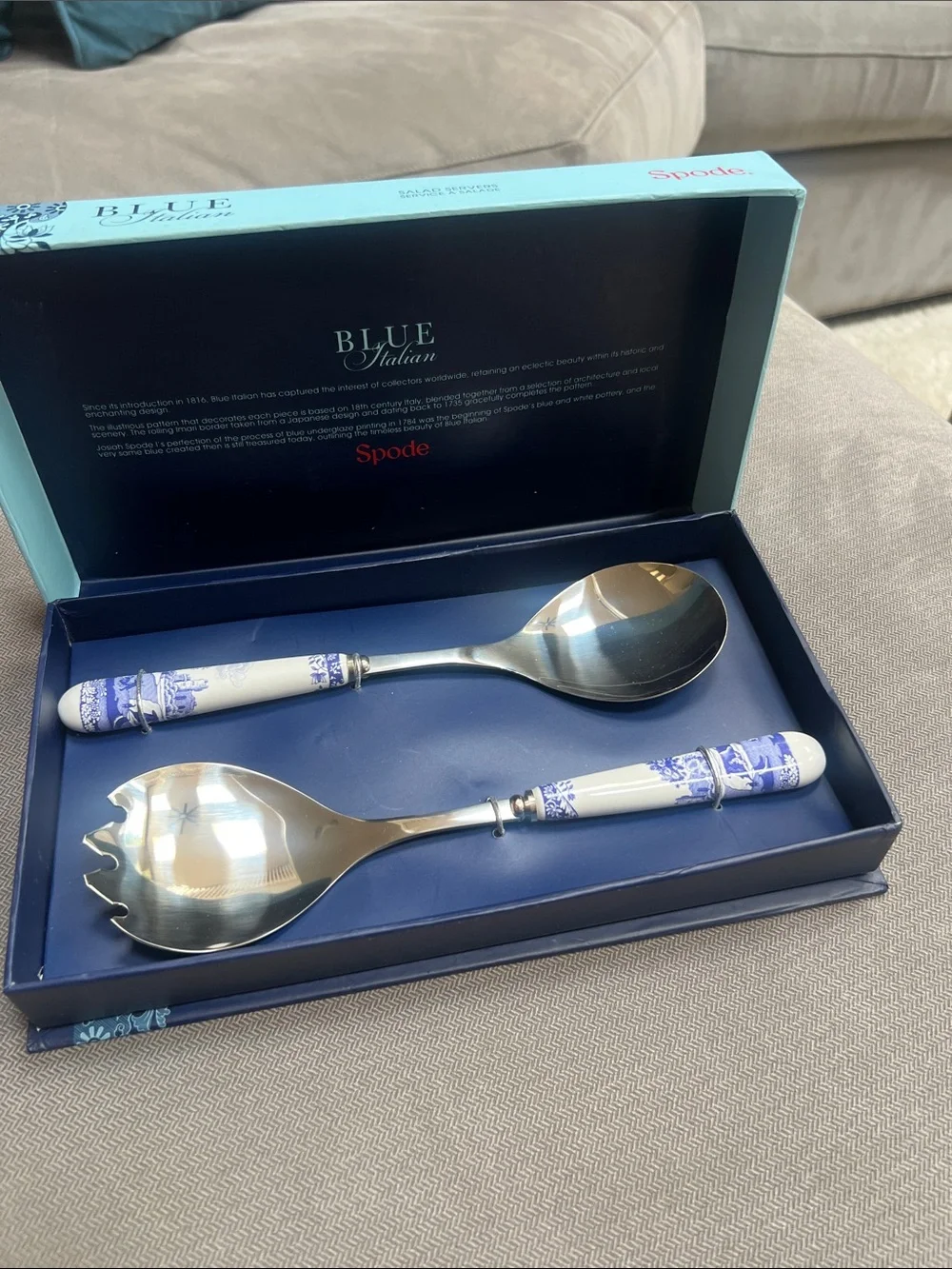 Spode Blue Italian Box - White with Navy Accent